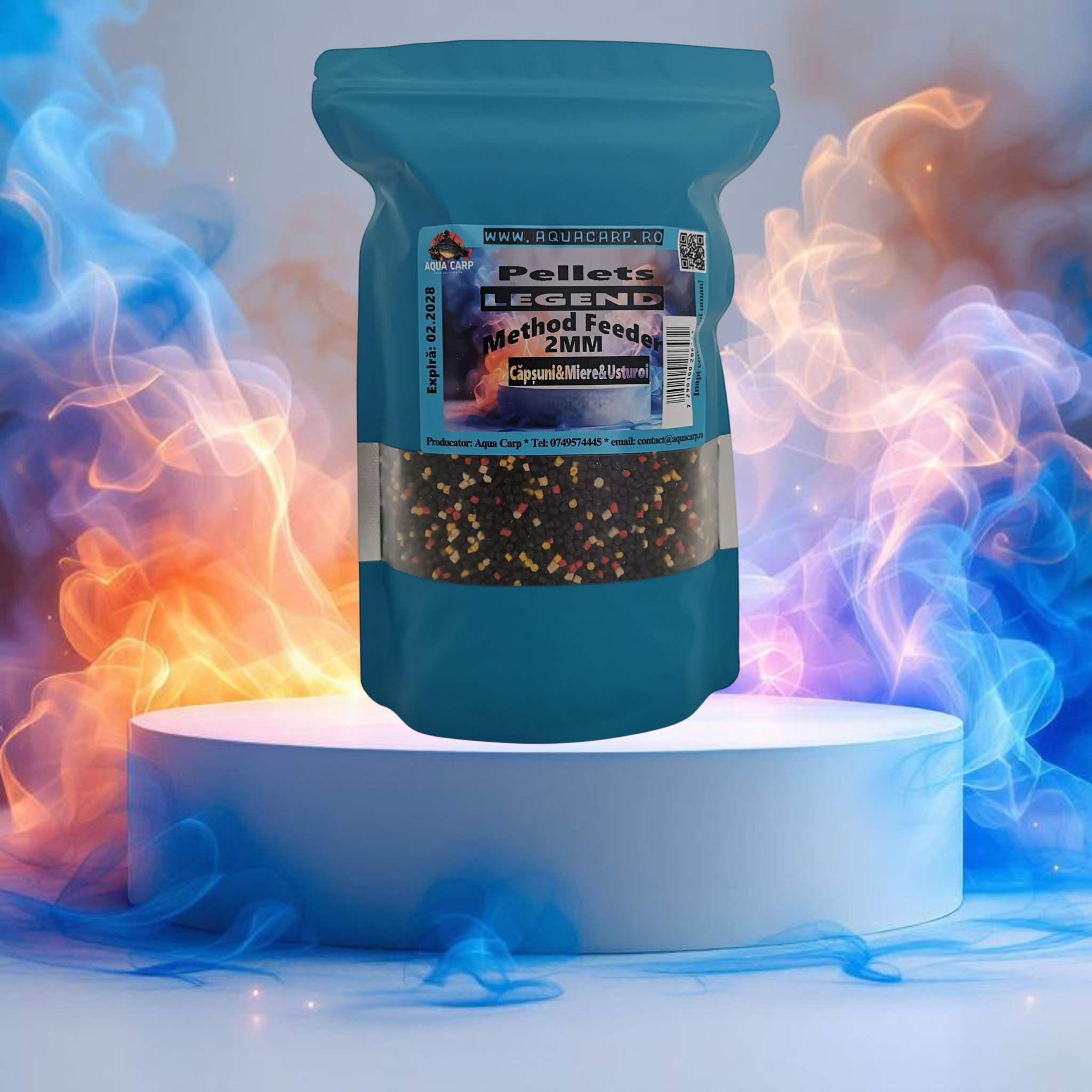 Pelete AquaCarp LEGEND 2mm Căpșuni&Miere&Usturoi 500GR