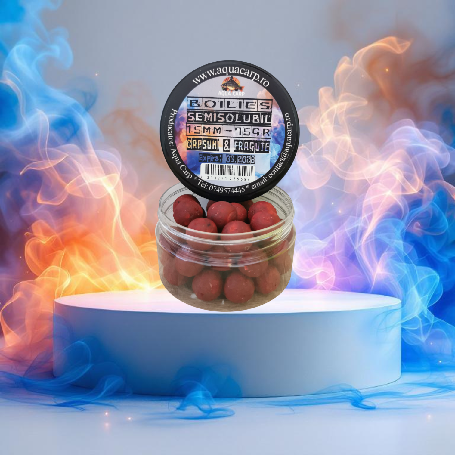Boilies Carlig Semisolubil 15MM Capsuni & Fragute 75GR