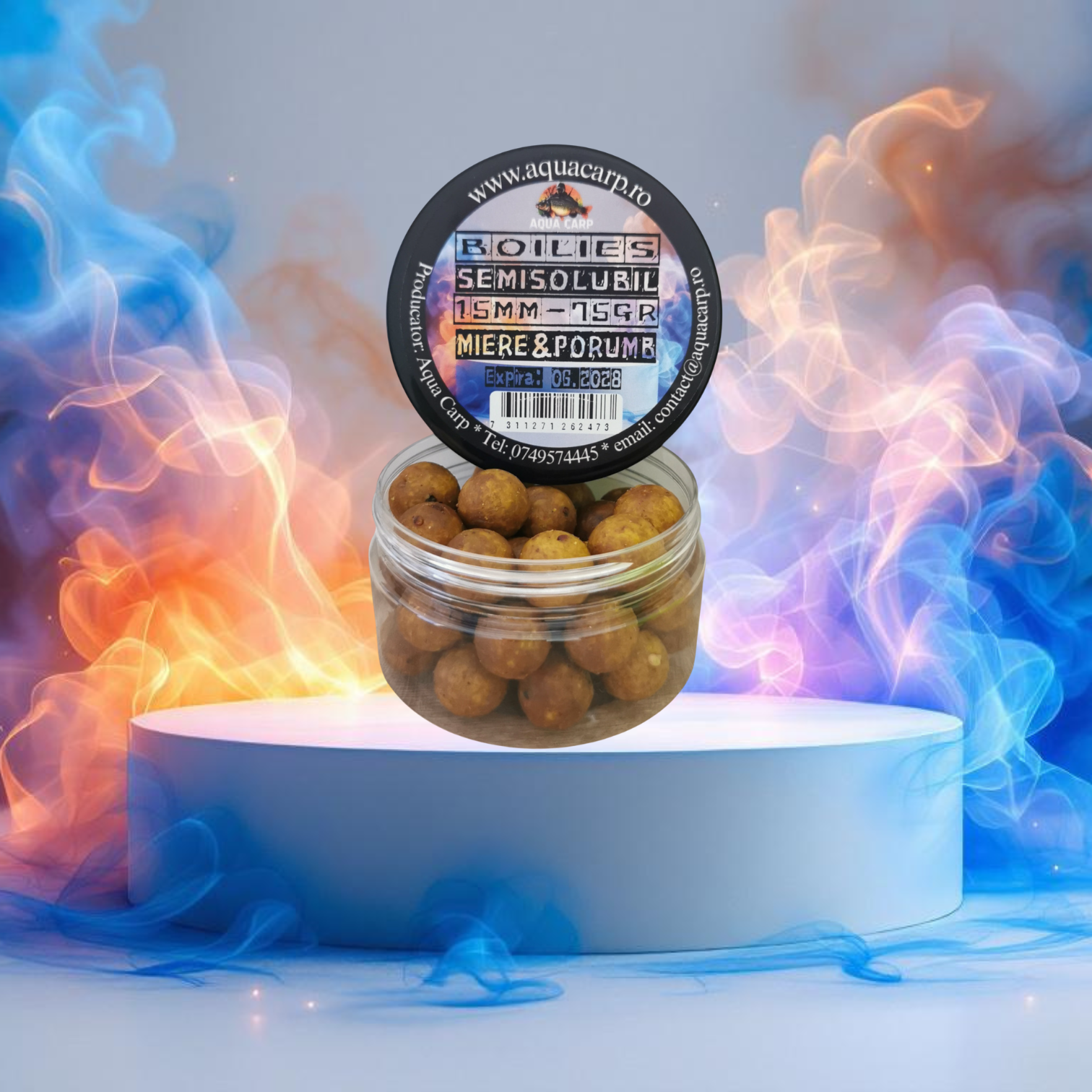 Boilies Carlig Semisolubil 15MM Miere & Porumb 75GR