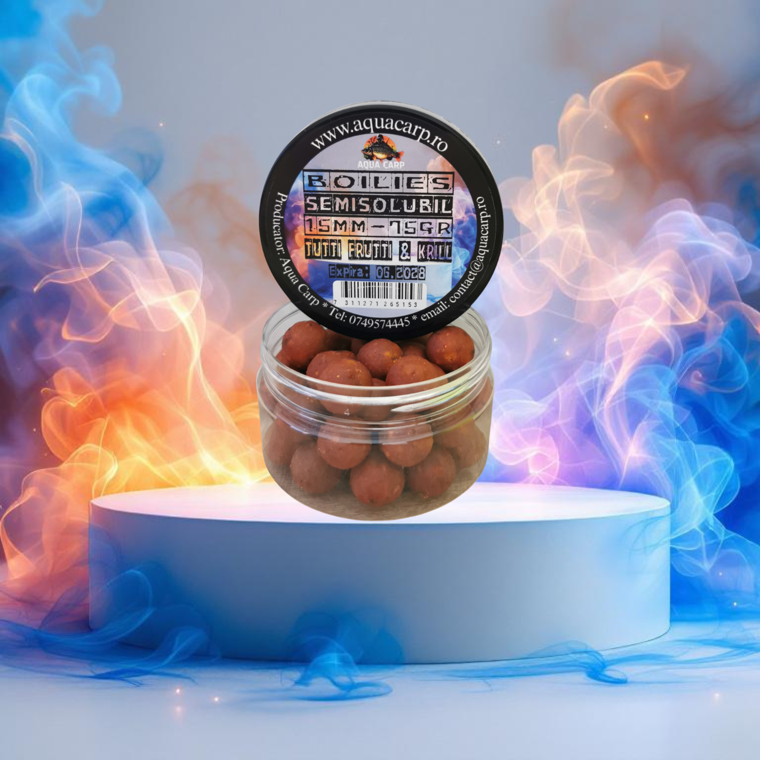 Boilies Carlig Semisolubil 15MM Tutti Frutti & Krill 75GR
