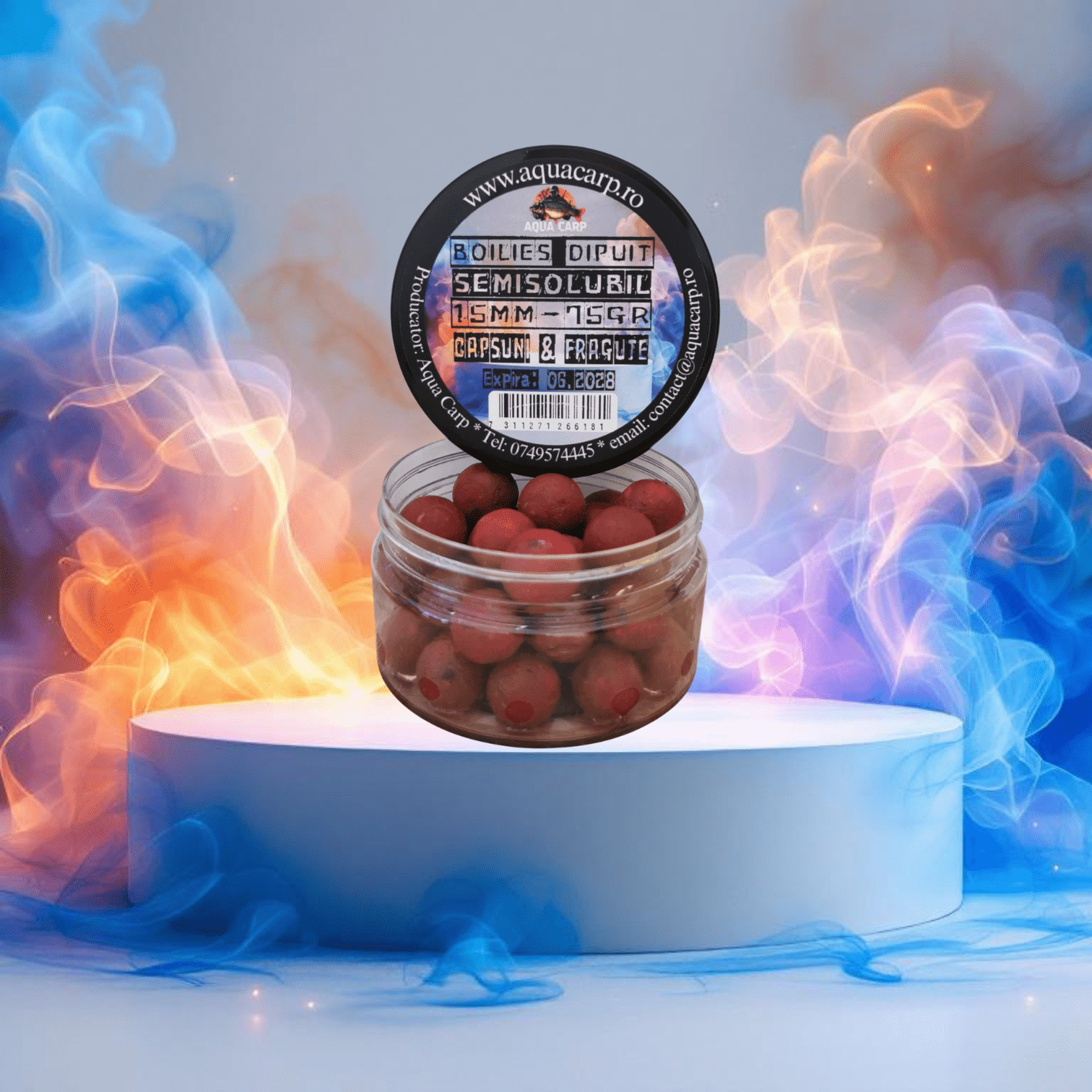 Boilies Carlig Semisolubil Dipuit 15mm Capsuni & Fragute 75gr