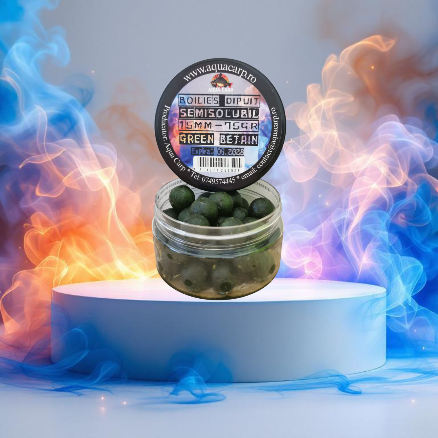 Boilies Carlig Semisolubil Dipuit 15mm Green Betain 75gr