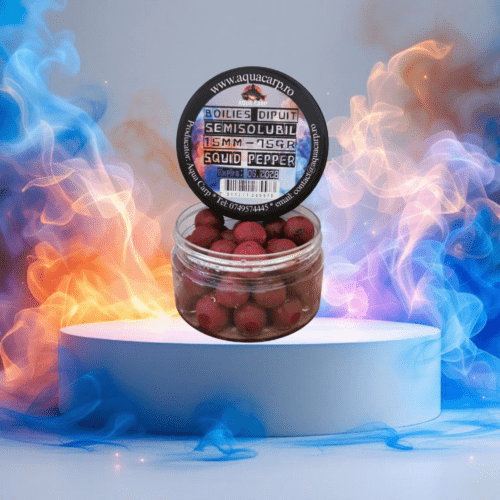 Boilies Carlig Semisolubil Dipuit 15mm Squid Pepper 75gr